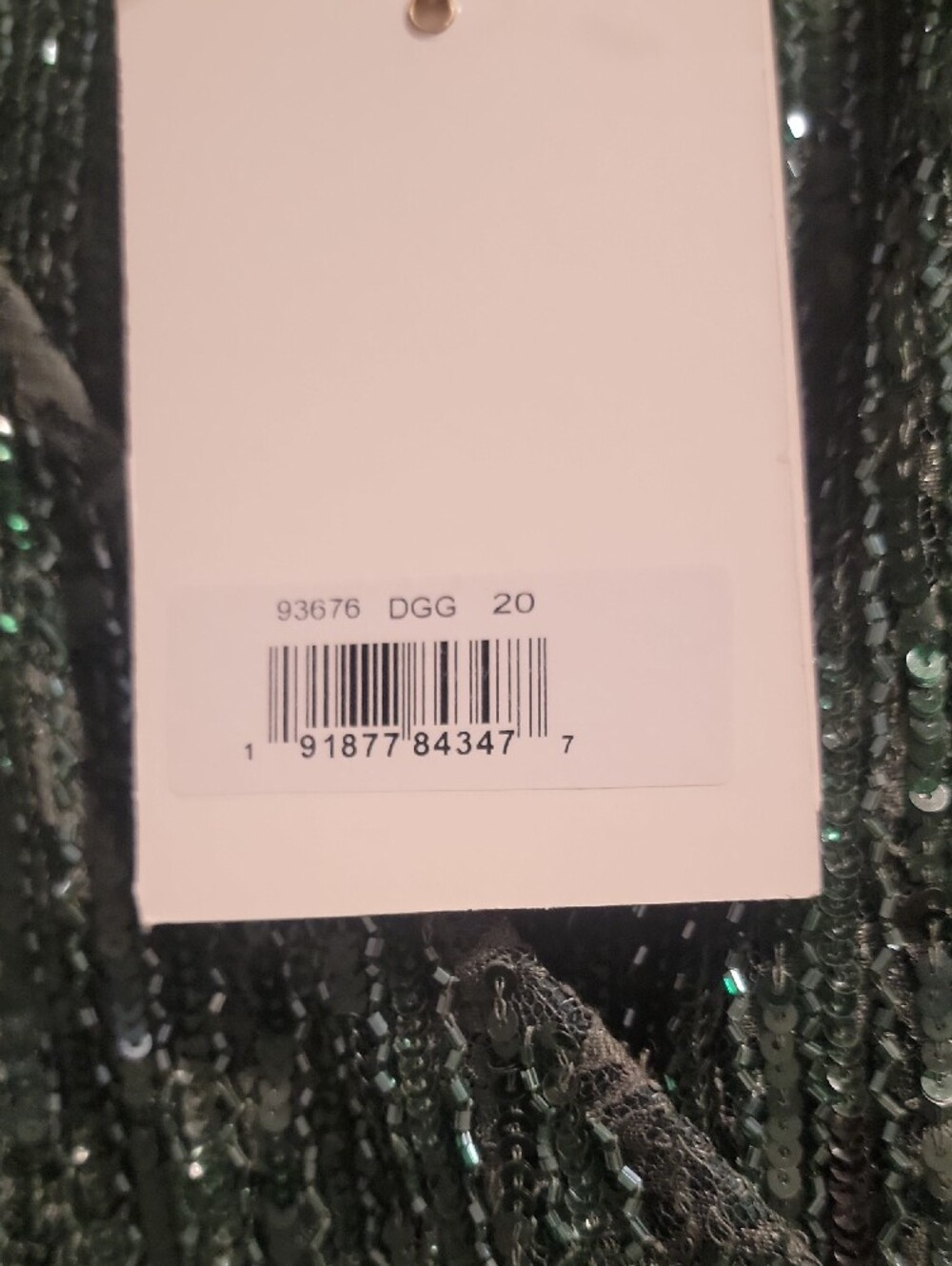 Mac Duggal NWT Green Sequin Midi Dress with V-Neck - Picture 4 of 4
